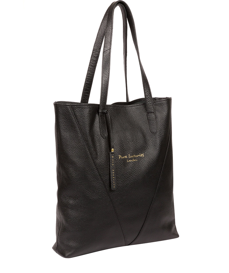 'Claudia' Black Leather Tote Bag image 4