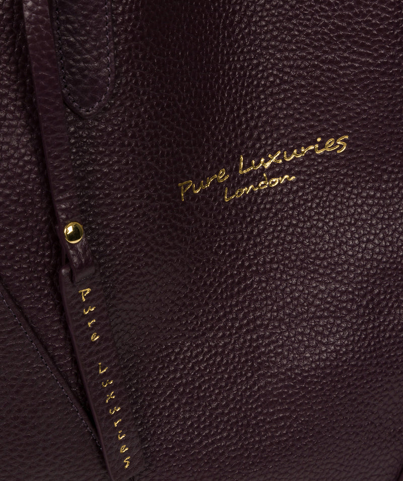 'Claudia' Plum Leather Tote Bag Pure Luxuries London