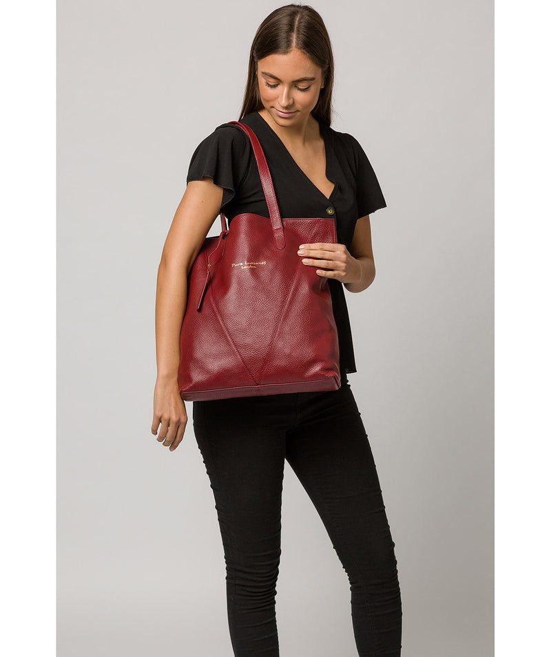 'Claudia' Red Leather Tote Bag image 2