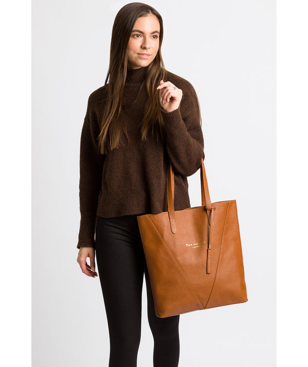 'Claudia' Tan Leather Tote Bag Pure Luxuries London