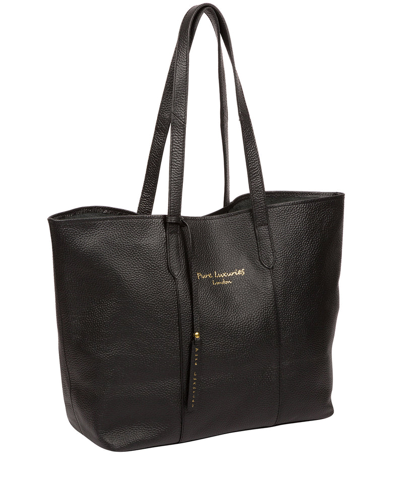 'Hedda' Black Leather Tote Bag image 5