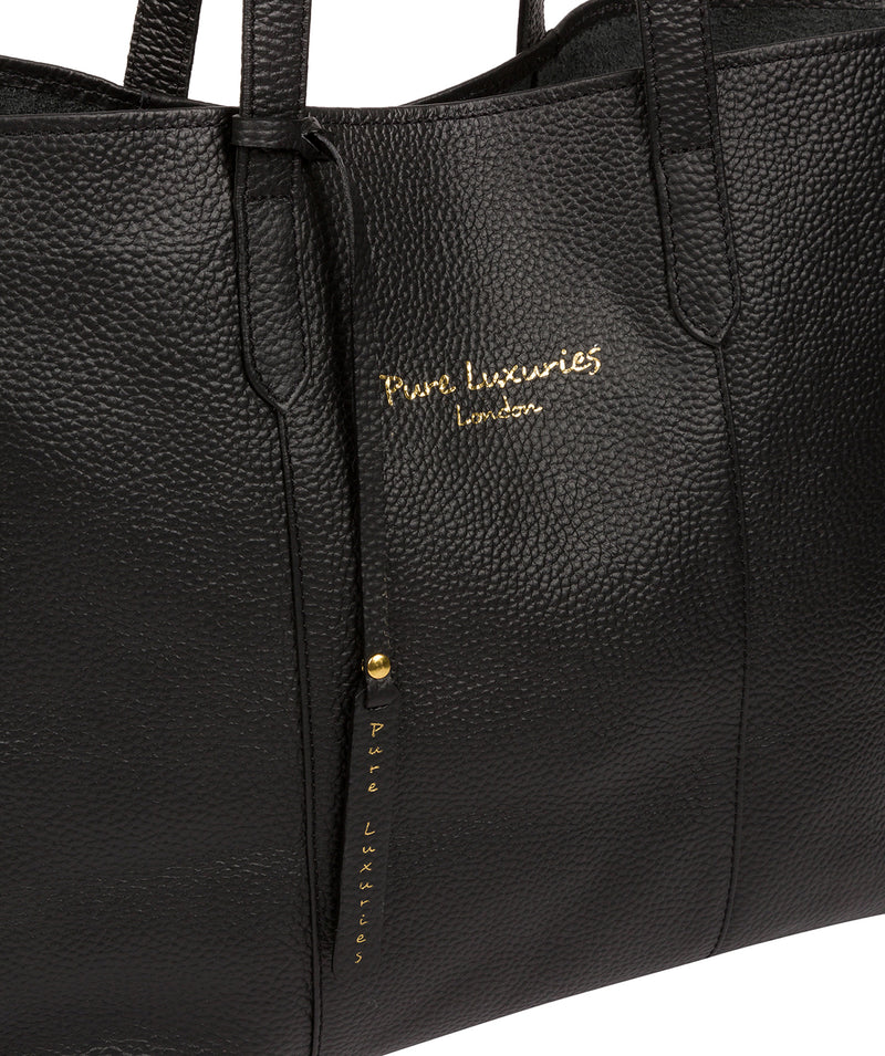 'Hedda' Black Leather Tote Bag image 6