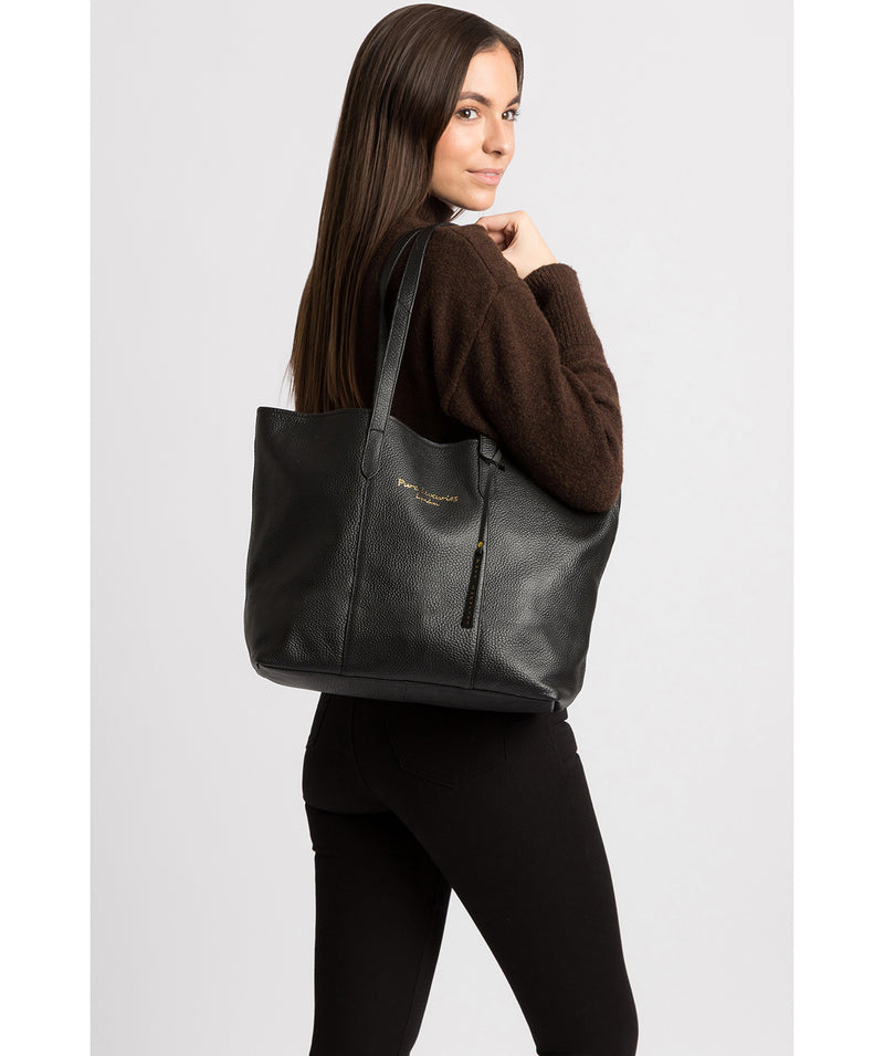 'Hedda' Black Leather Tote Bag image 2