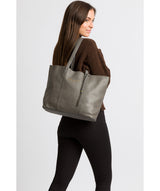 'Hedda' Grey Leather Tote Bag image 2