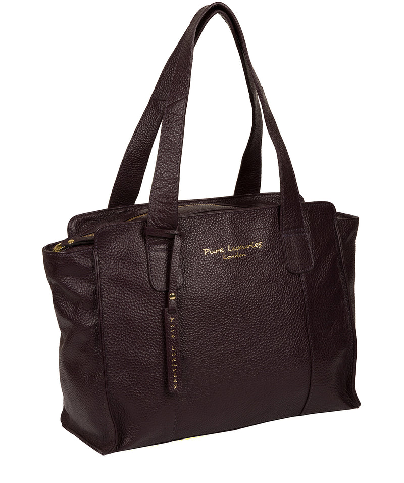 'Alexandra' Plum Leather Handbag Pure Luxuries London