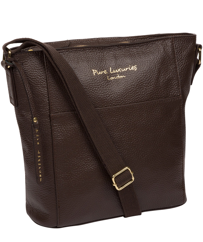 'Tamzin' Chocolate Leather Shoulder Bag Pure Luxuries London