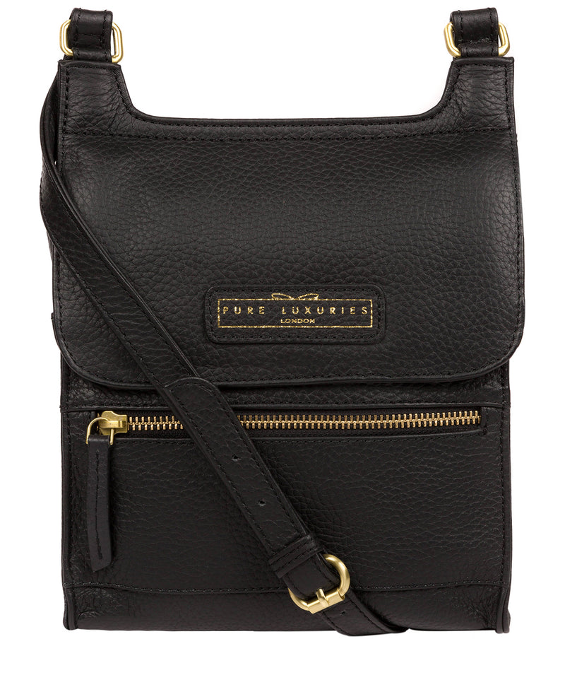'Buxton' Black & Gold Leather Cross Body Bag image 1
