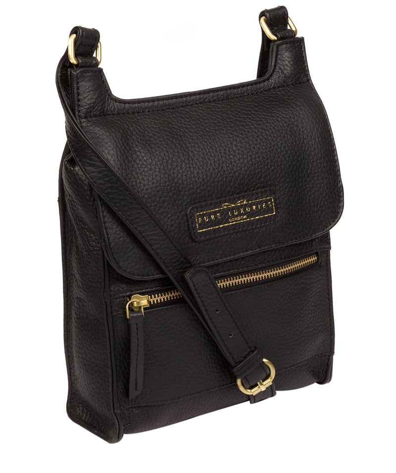 'Buxton' Black & Gold Leather Cross Body Bag Pure Luxuries London