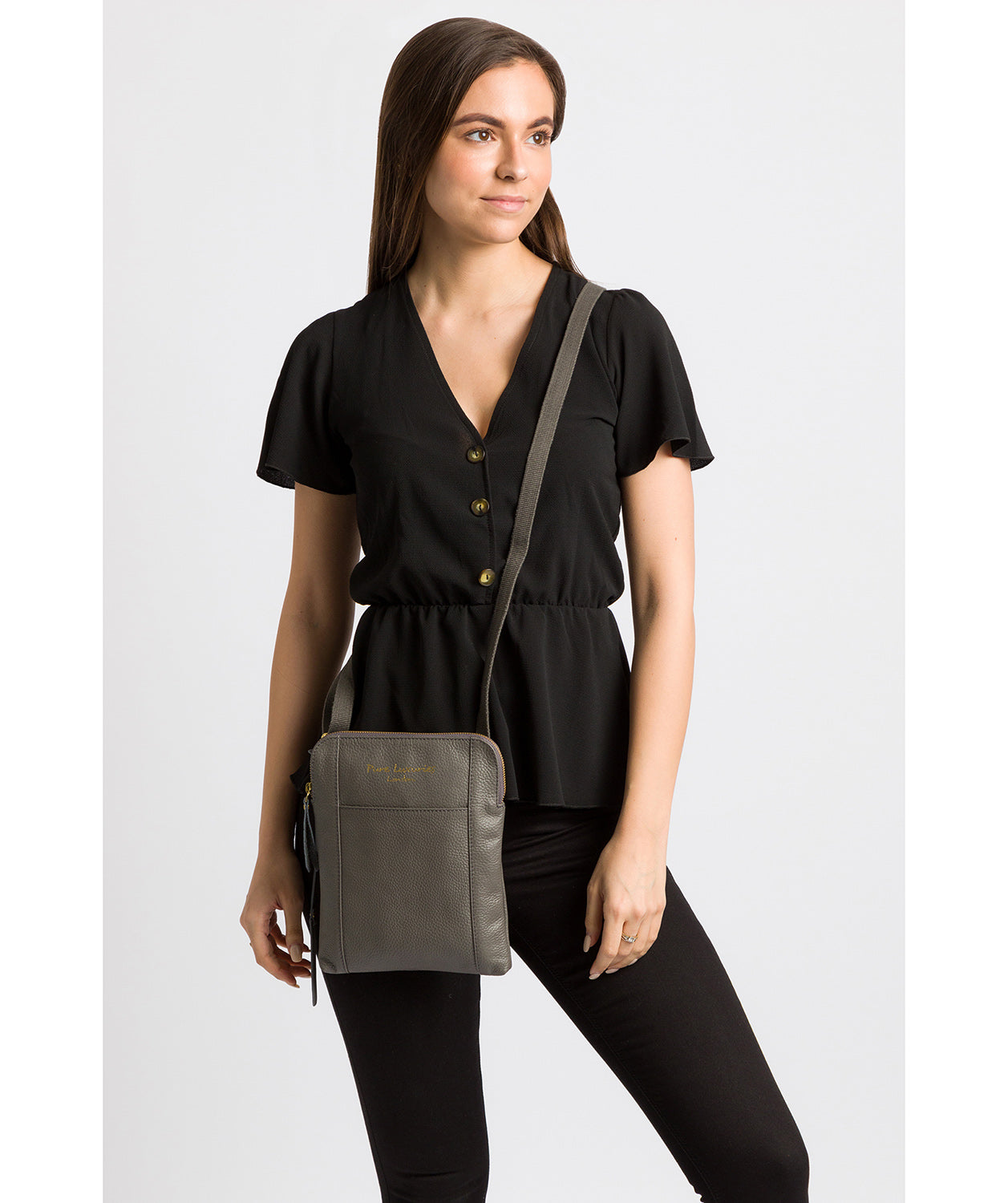 'Maisie' Grey Leather Cross Body Bag  image 2