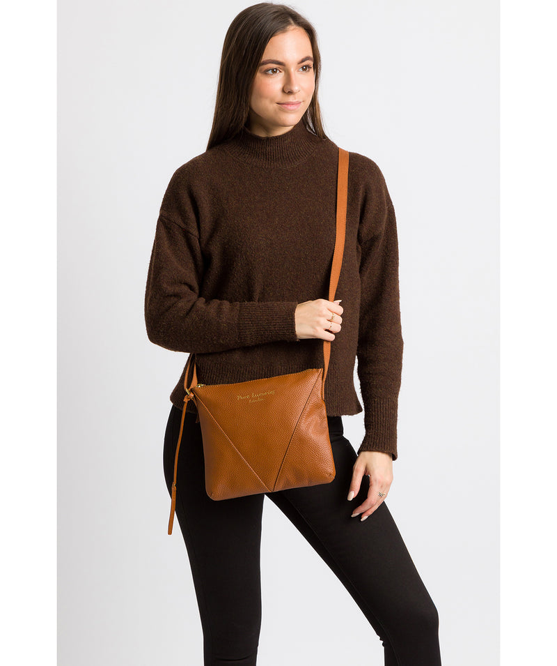 'Lupita' Tan Leather Cross Body Bag image 2
