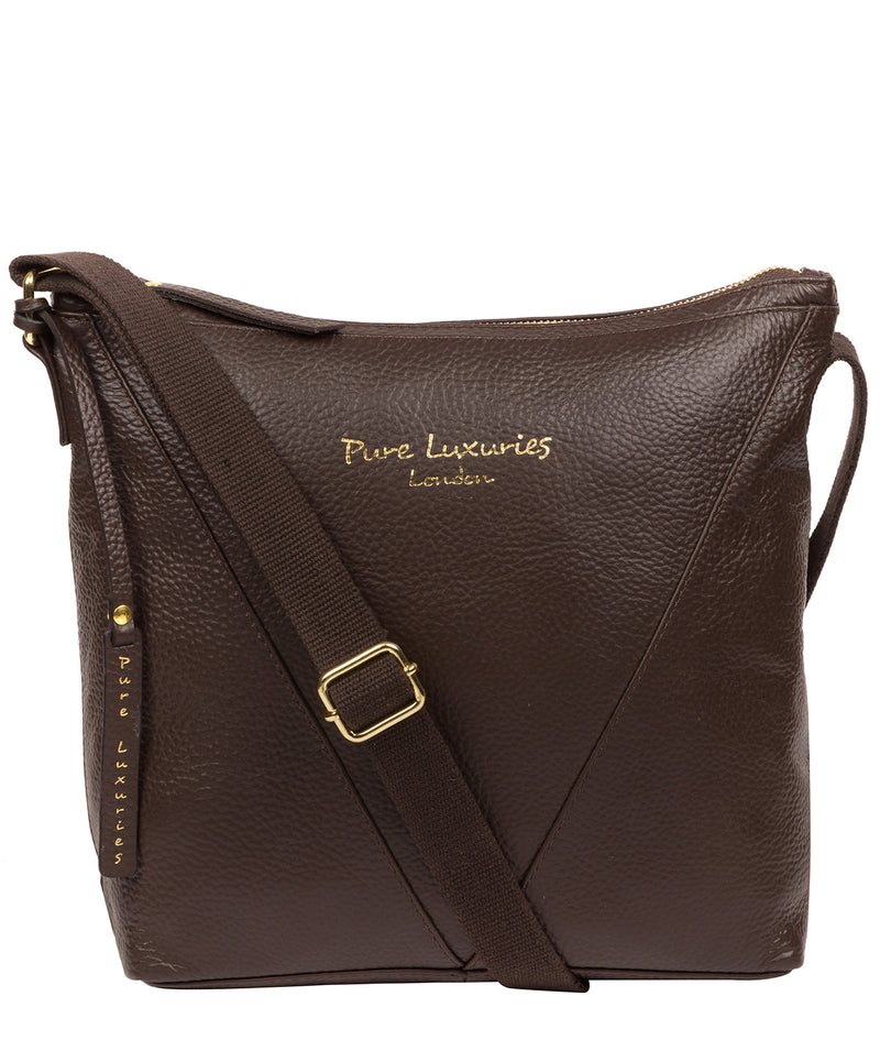 'Rena' Chocolate Leather Cross Body Bag image 1