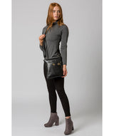 'Briony' Jet Black Leather Cross Body Bag image 2
