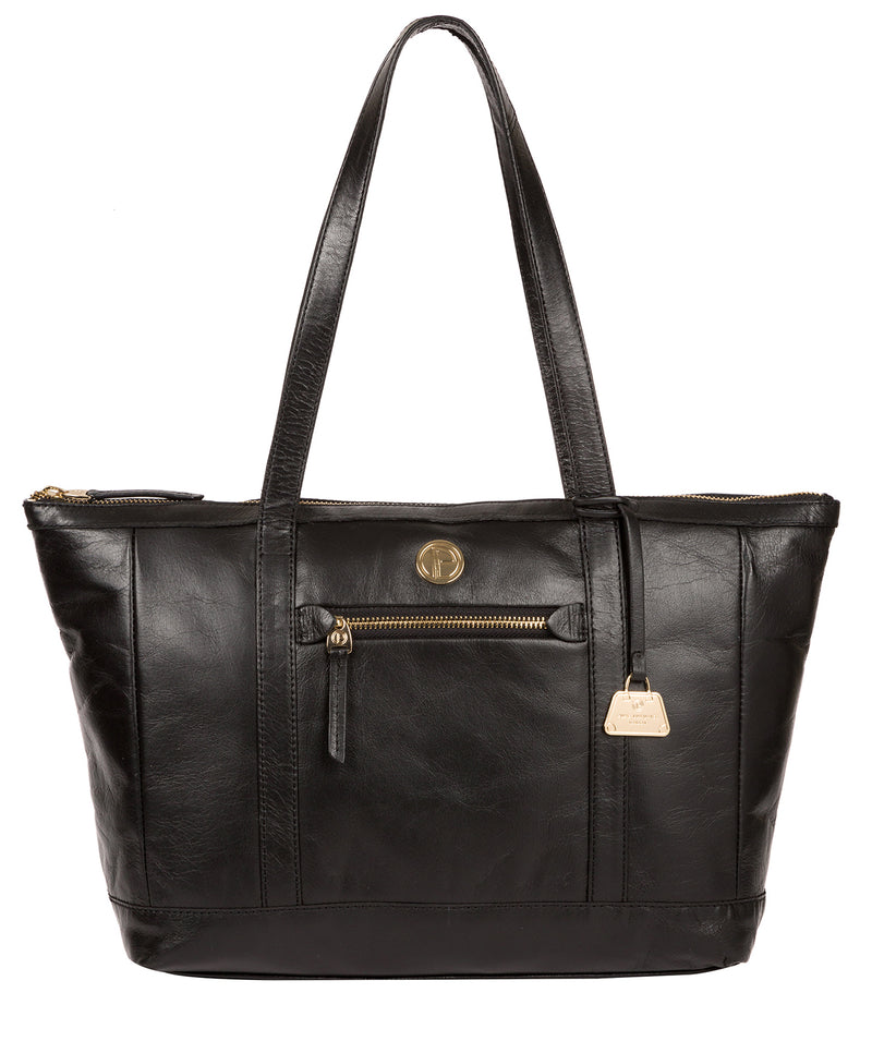 'Willow' Jet Black Leather Tote Bag image 1