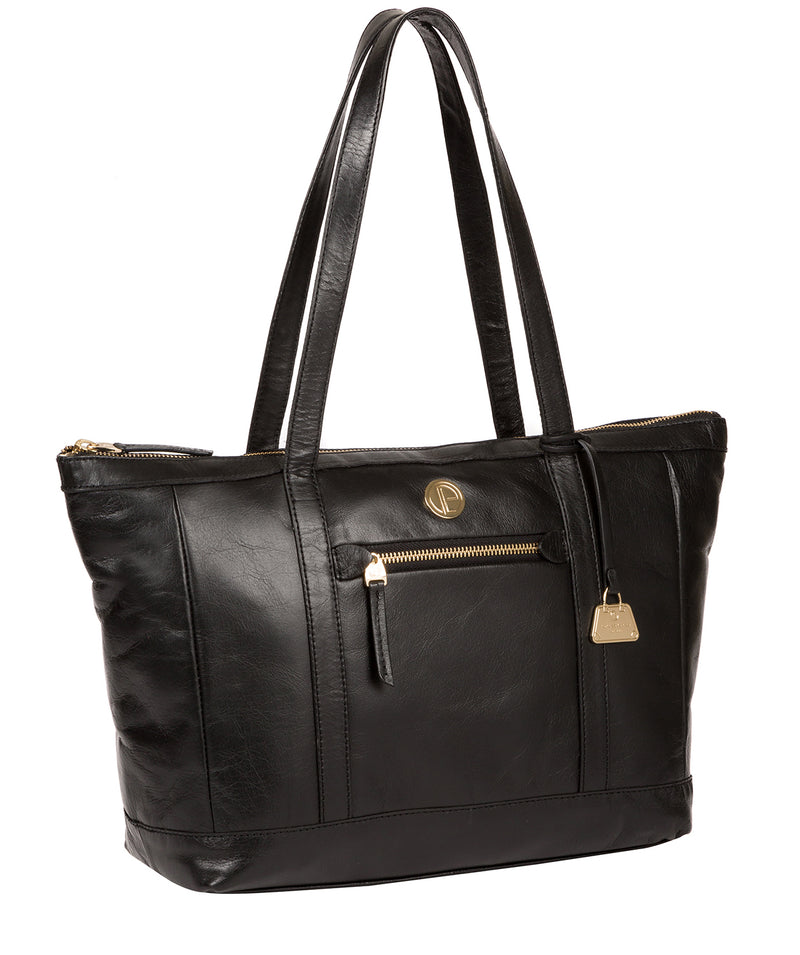 'Willow' Jet Black Leather Tote Bag image 5