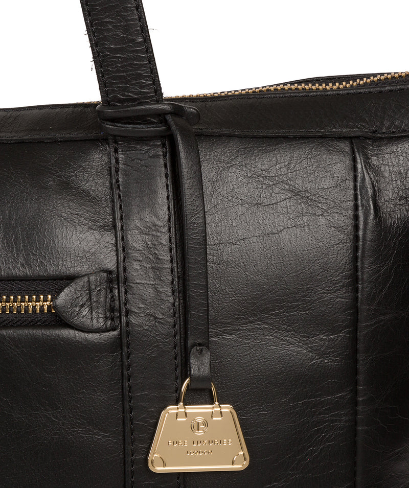 'Willow' Jet Black Leather Tote Bag image 6