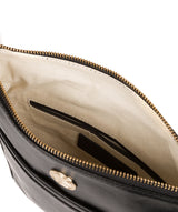 'Lotus' Jet Black Leather Cross Body Bag Pure Luxuries London