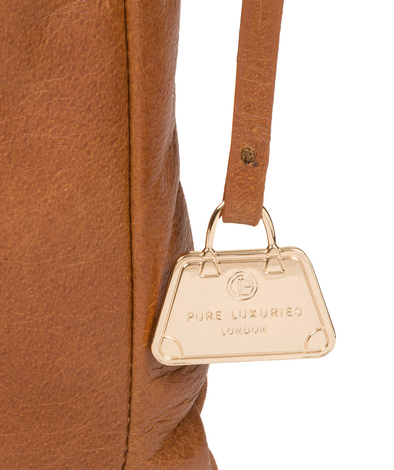 'Lotus' Saddle Tan Leather Cross Body Bag image 6