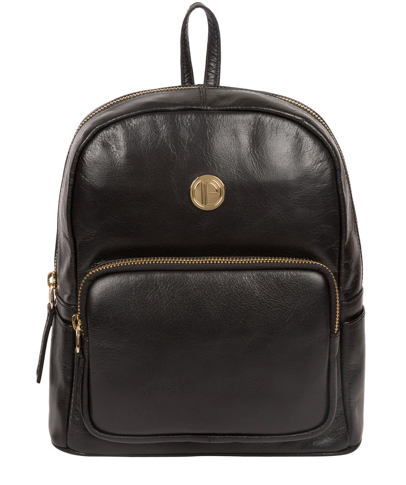 'Cora' Jet Black Leather Backpack image 1