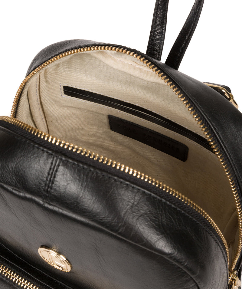 'Cora' Jet Black Leather Backpack image 4