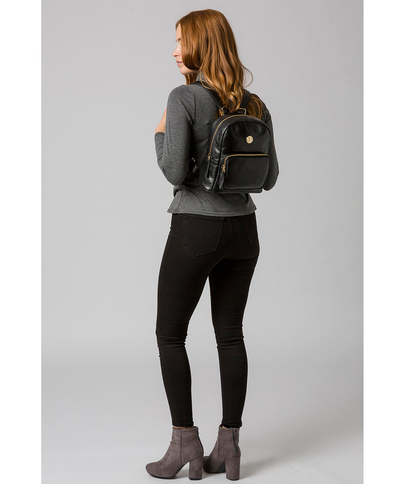 'Cora' Jet Black Leather Backpack image 2