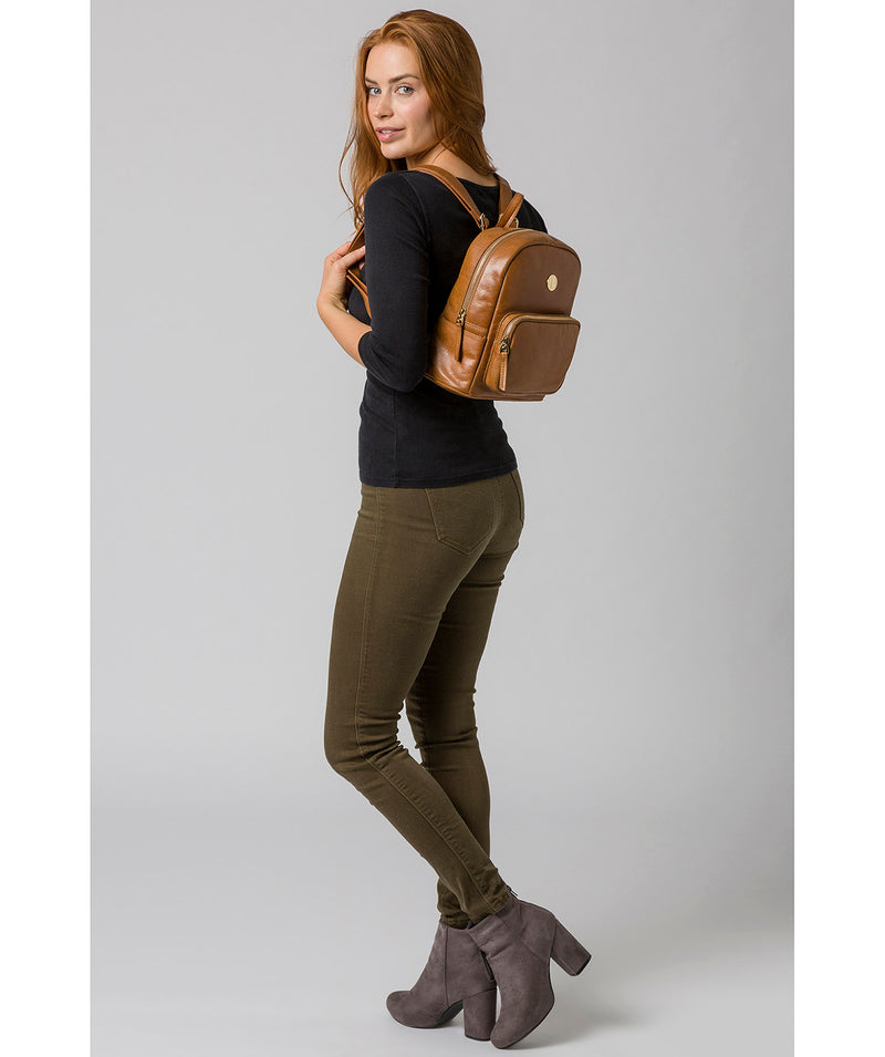 'Cora' Saddle Tan Leather Backpack image 2