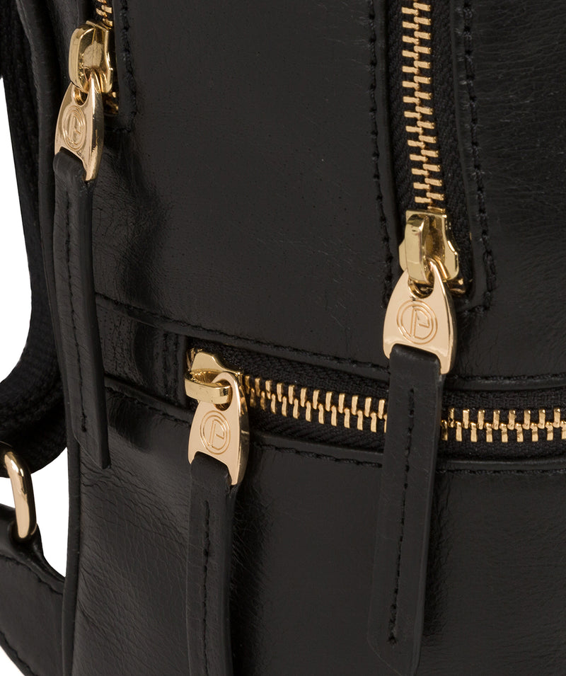 'Lunaria' Jet Black Leather Backpack image 6