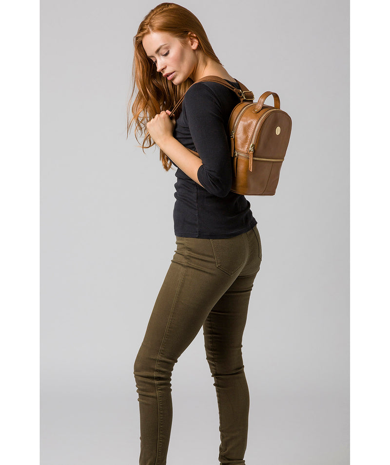 'Lunaria' Saddle Tan Leather Backpack image 2