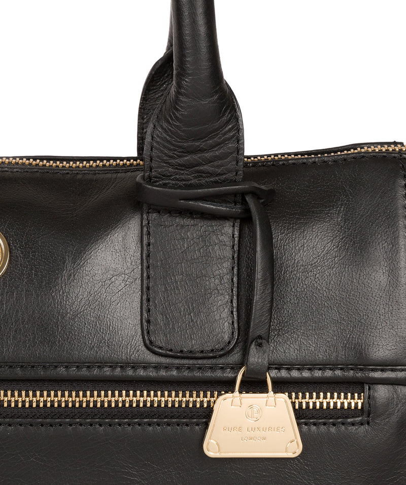 'Primrose' Jet Black Leather Tote Bag Pure Luxuries London