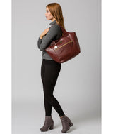 'Mimosa' Chestnut Leather Tote Bag image 7