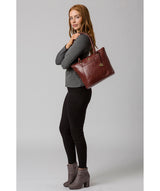'Violet' Chestnut Leather Tote Bag Pure Luxuries London