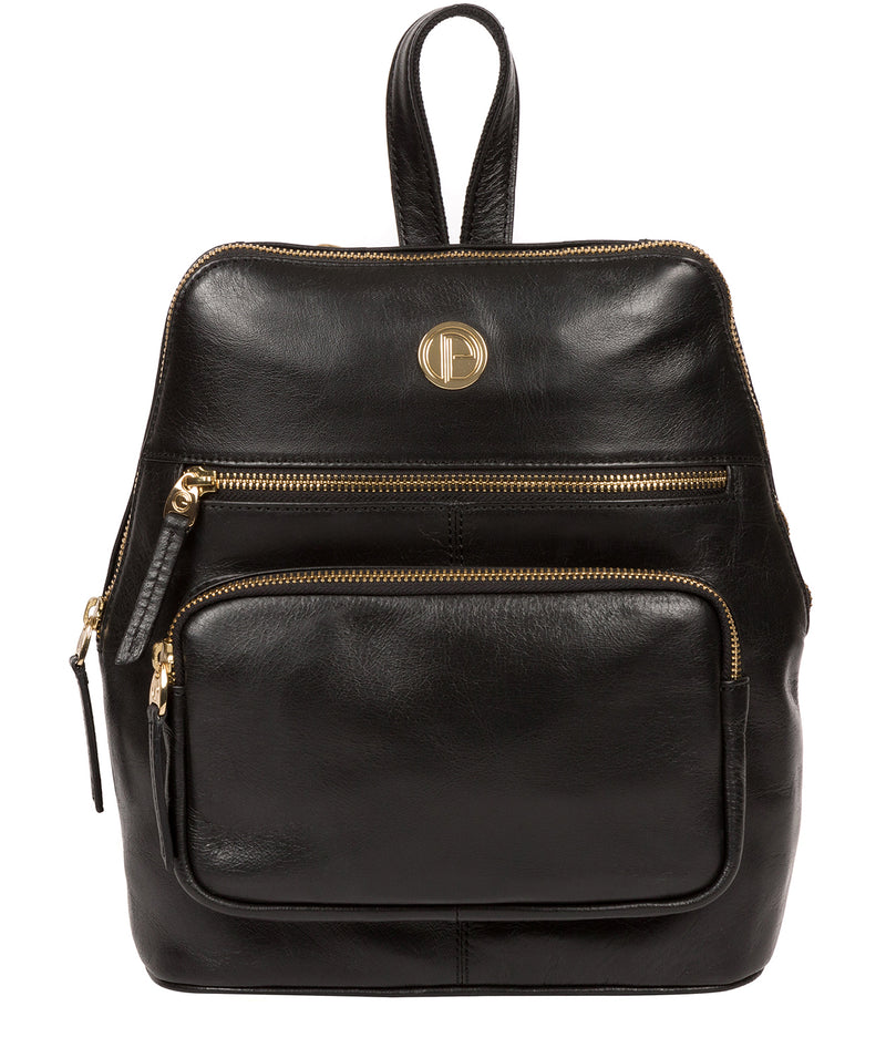 'Verbena' Jet Black Leather Backpack image 1