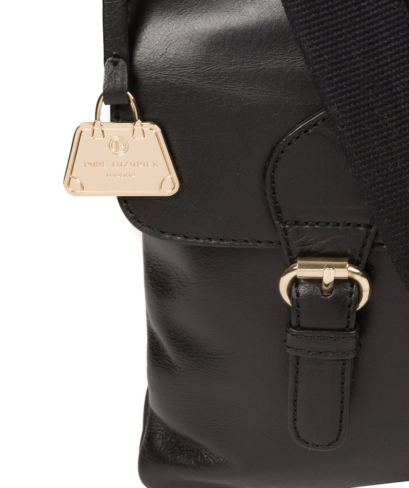 'Azalea' Jet Black Leather Cross Body Bag image 6