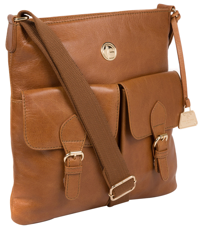 'Azalea' Saddle Tan Leather Cross Body Bag image 5