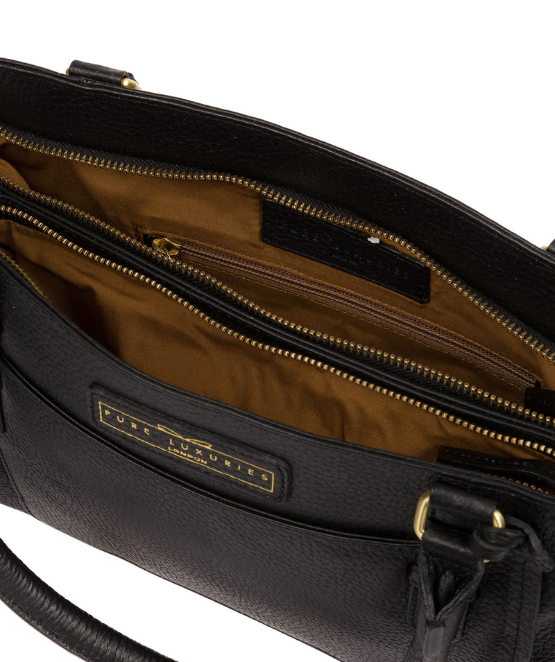 'Epworth' Black & Gold Leather Handbag Pure Luxuries London