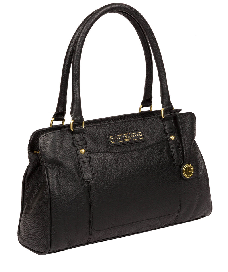 'Epworth' Black & Gold Leather Handbag image 5