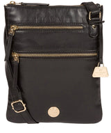 'Gardenia' Jet Black Leather Cross Body Bag