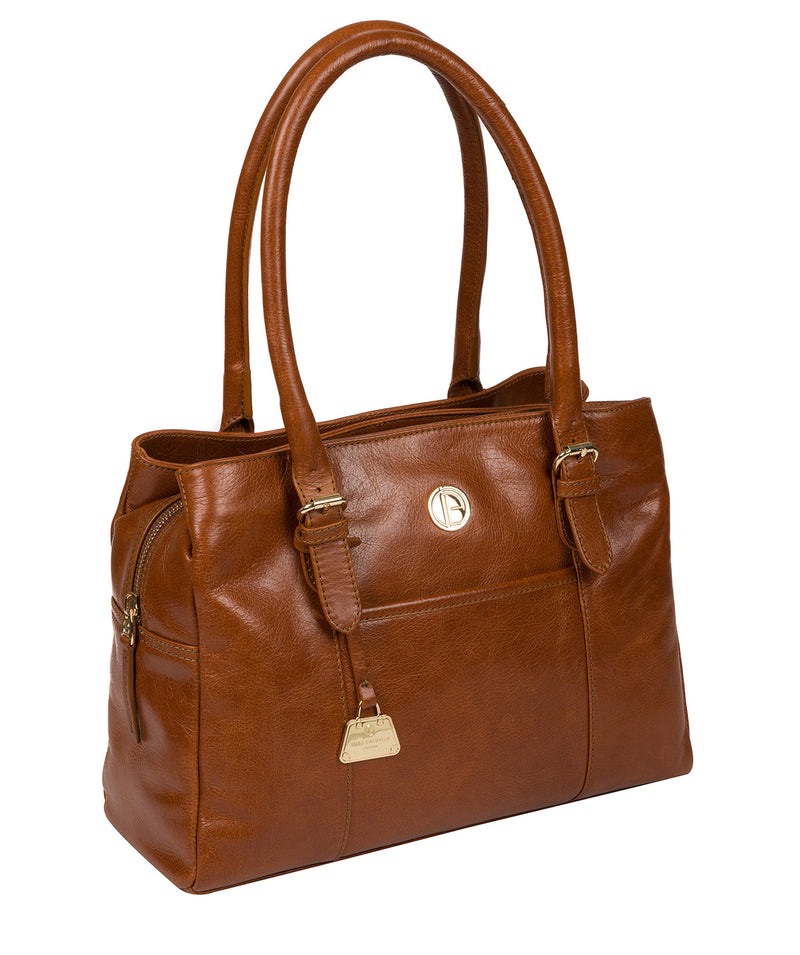'Fleur' Hazelnut Leather Handbag Pure Luxuries London