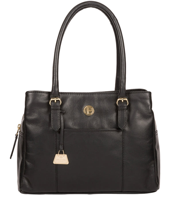 'Fleur' Jet Black Leather Handbag image 1