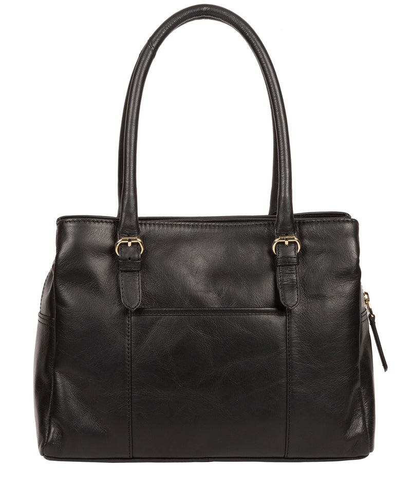 'Fleur' Jet Black Leather Handbag image 3