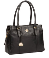 'Fleur' Jet Black Leather Handbag image 5