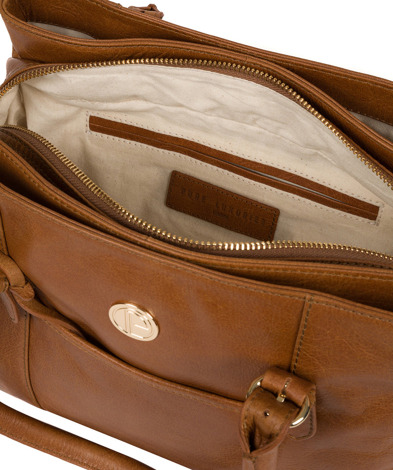 'Fleur' Saddle Tan Leather Handbag image 4