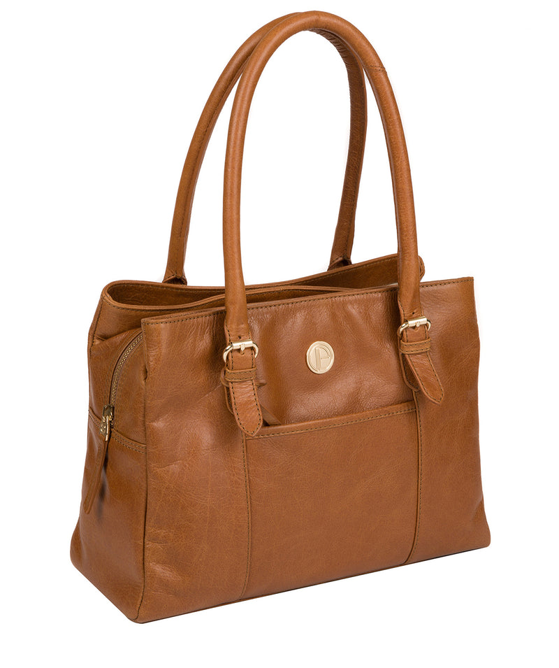'Fleur' Saddle Tan Leather Handbag image 5