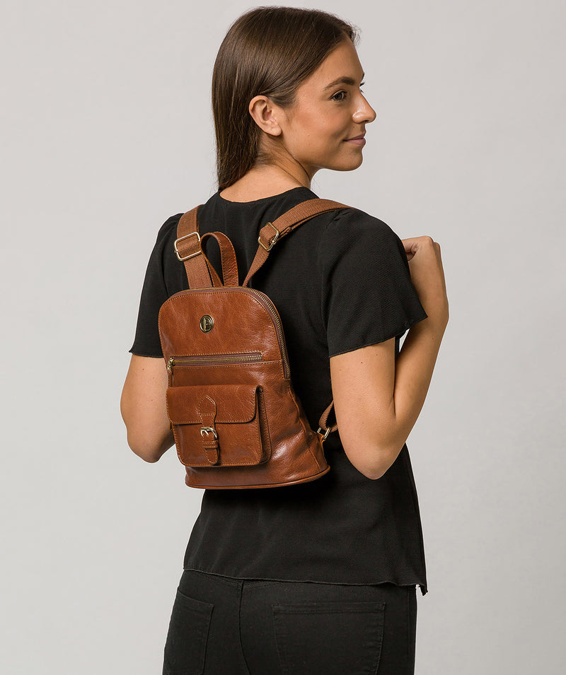 'Zinnia' Hazelnut Leather Backpack