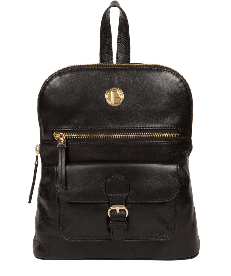 'Zinnia' Jet Black Leather Backpack image 1