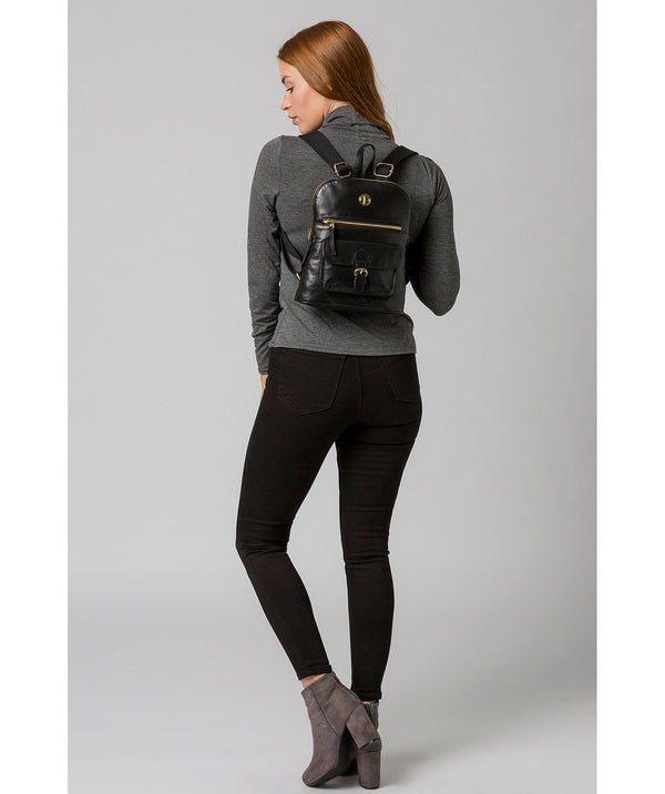 'Zinnia' Jet Black Leather Backpack image 2