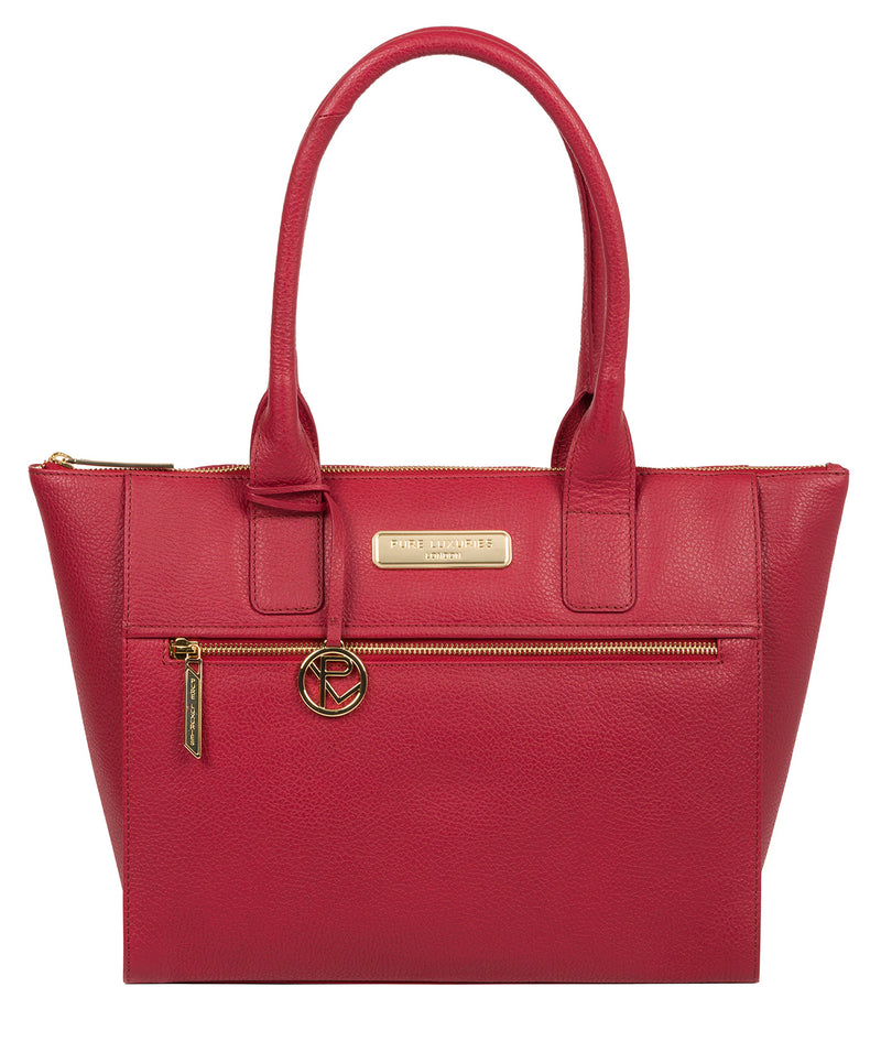 'Faye' Berry Red Leather Tote Bag image 1
