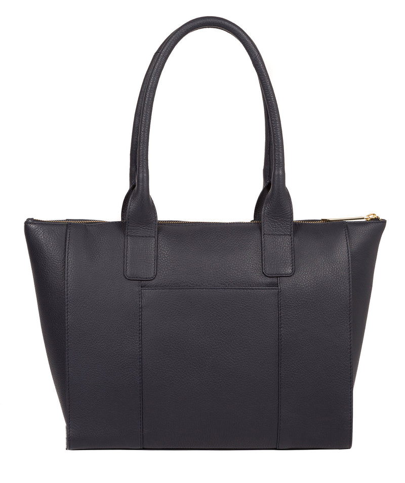 'Faye' Navy Leather Tote Bag image 3