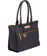 'Faye' Navy Leather Tote Bag image 5