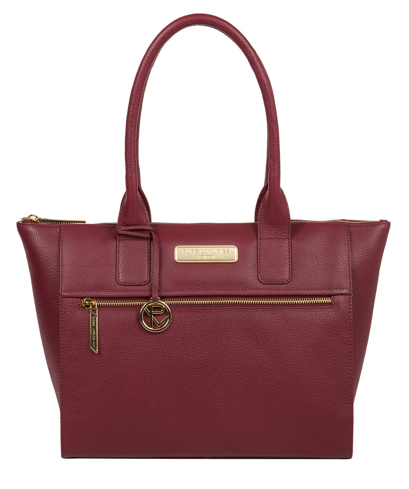 'Faye' Pomegranate Leather Tote Bag Pure Luxuries London
