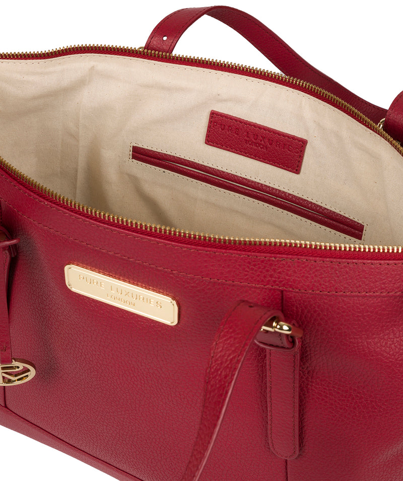'Emily' Berry Red Leather Tote Bag image 4